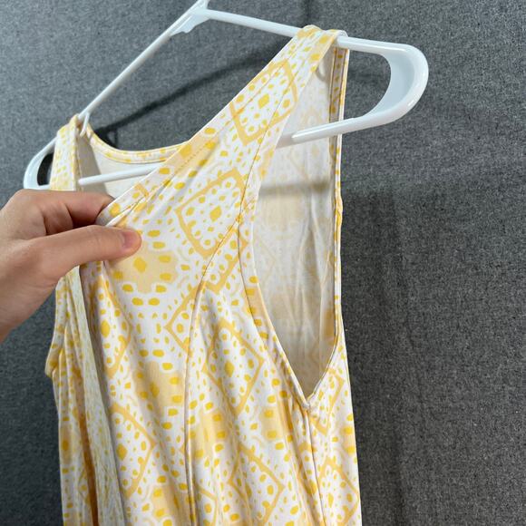 Cuddl Duds Petite Flexwear Paneled Maxi Dress Yellow Eyelet, Petite Small - Picture 9 of 11